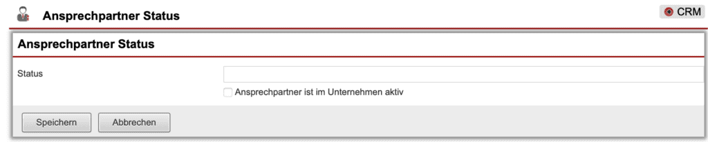 Screenshot Anlagemaske eines neuen Ansprechpartner Status