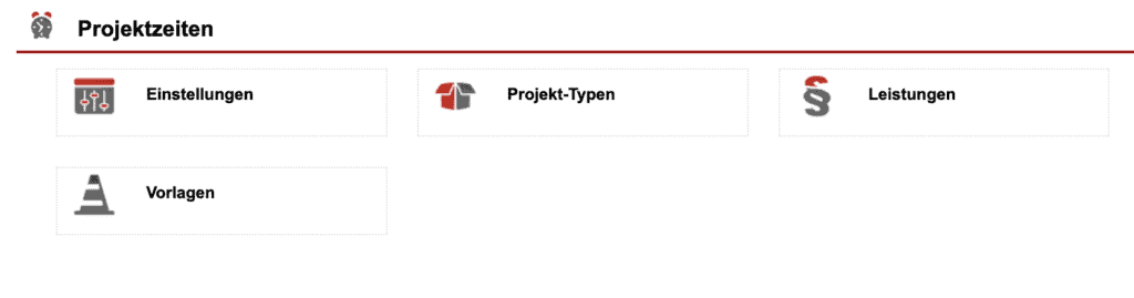 Screenshot Einstellungsbereich „Projektzeiten“