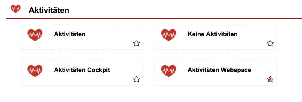 Screenshot Statistikbereich „Aktivitäten“