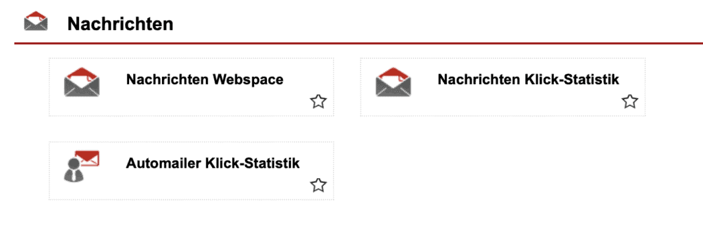 Screenshot Statistikbereich „Nachrichten“