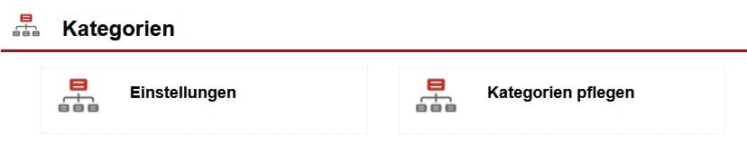 Screenshot Einstellungsbereich „Kategorien“