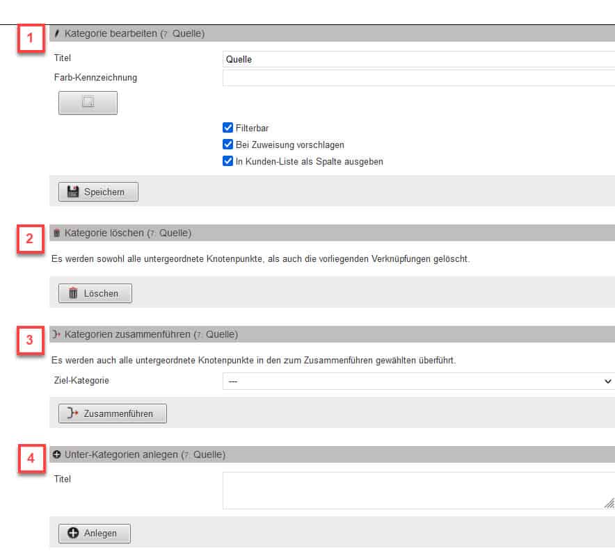 Screenshot geöffneter Bearbeitungsbereich einer Kategorie