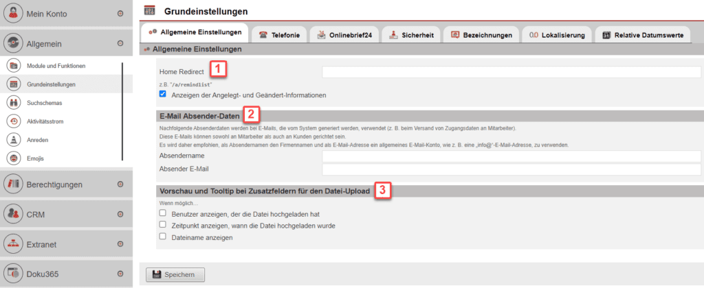 Screenshot Reiter „Allgemeine Einstellungen“