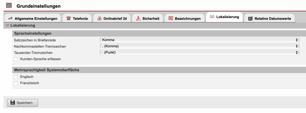 Screenshot Reiter „Lokalisierung“