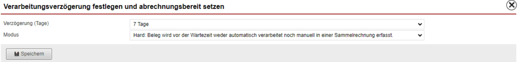 Screenshot der Ansicht zum Setzen einer Verzögerung