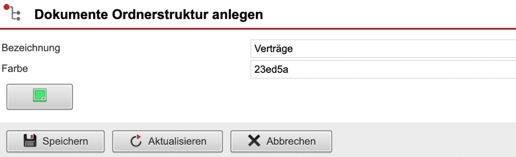Screenshot der Ansicht „Dokumente Ordnerstruktur anlegen”