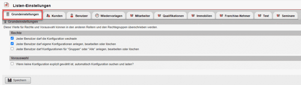 Screenshot Reiter „Grundeinstellungen“