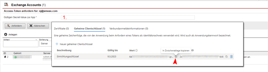 Übersicht Access-Token anfordern für den Exchange Account