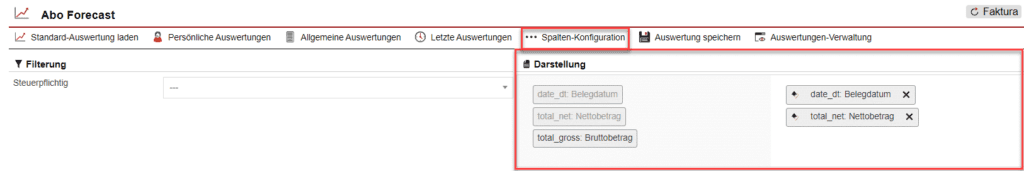 Screenshot der geöffneten Spalten-Konfiguration