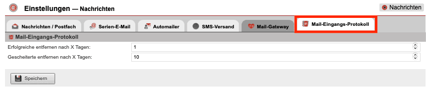 Screenshot Reiter „Mail-Eingangs-Protokoll“