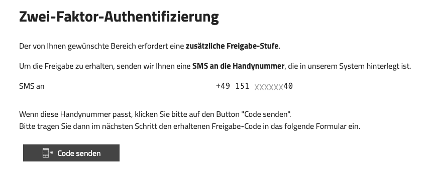 Zwei-Faktor-Authentifizierung im Dokumentenportal